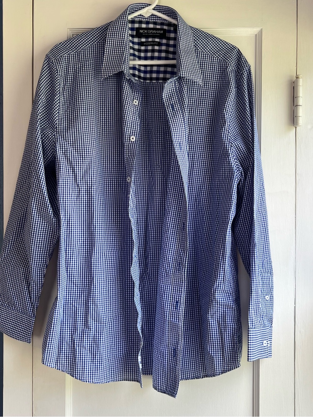 Blue Gingham Men's Dress Shirt